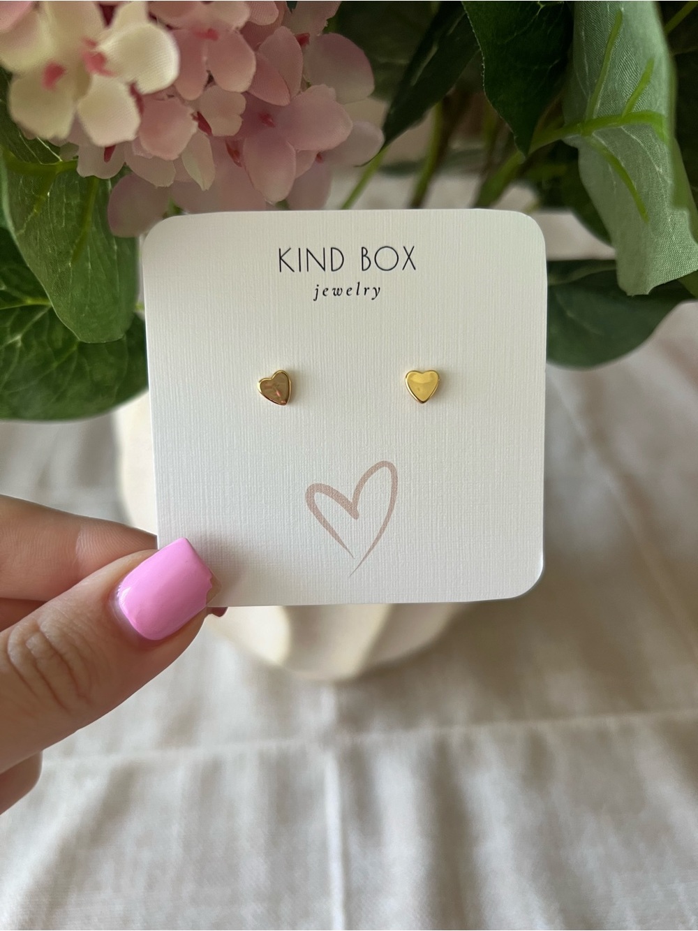 Gold Heart Stud Earrings